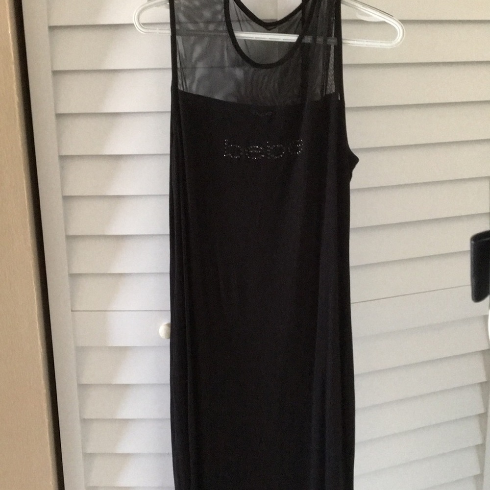 bebe Mini Bodycon part illusion dress logo rhinestones RIB KNIT NWT - Picture 2 of 3